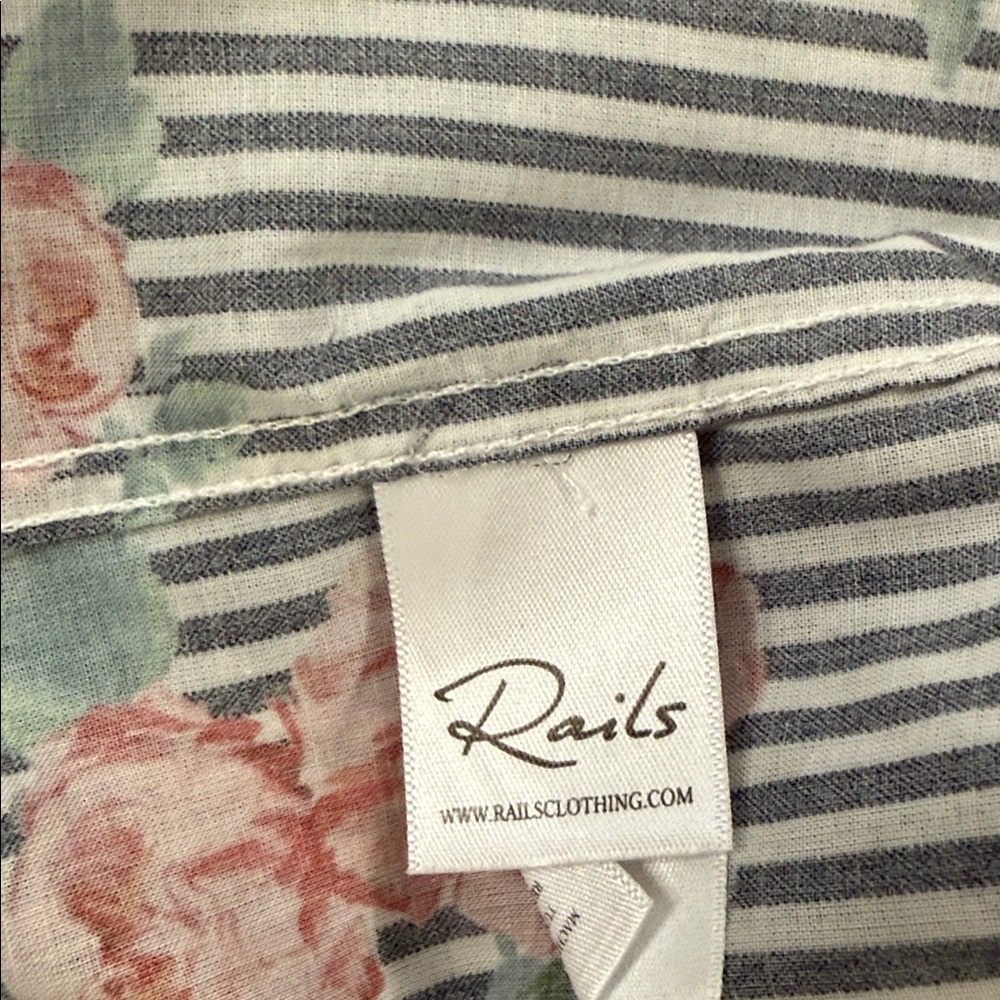 Rails Taylor Shirt Florence Stripe Floral Blouse - Picture 6 of 7